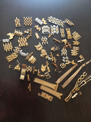 Vintage watch bracelet links used, gold and silver