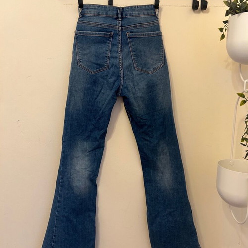 Cropped flared high-waisted jeans Bershka new, blue, size XS
