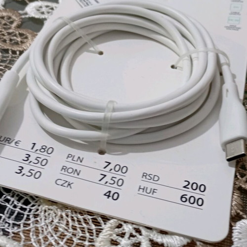 USB-C to USB-C Charger cable new, white color