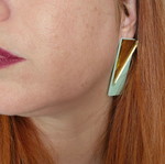 Plexiglass earrings, turquoise and gold tone