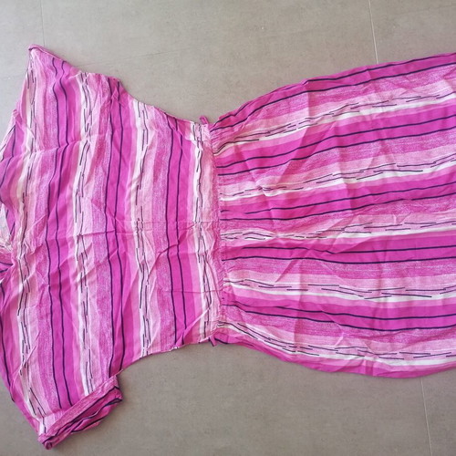 Midi dress like new, airy fabric, white and pink