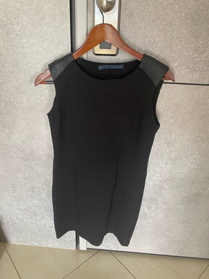Zara women's dress no S black short with leather effect details like new