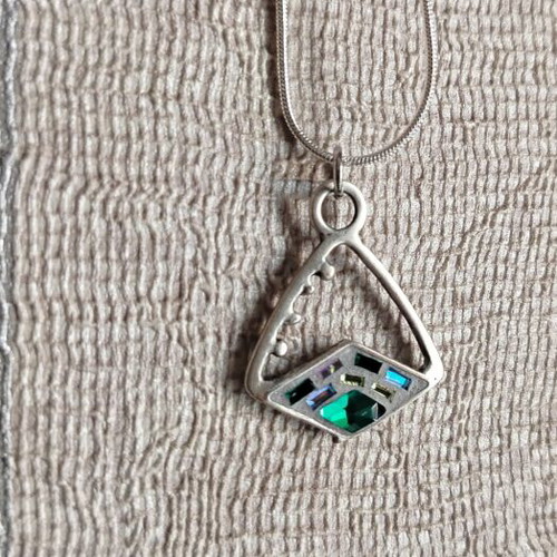 Sea Breeze mosaic necklace handmade with silver plating
