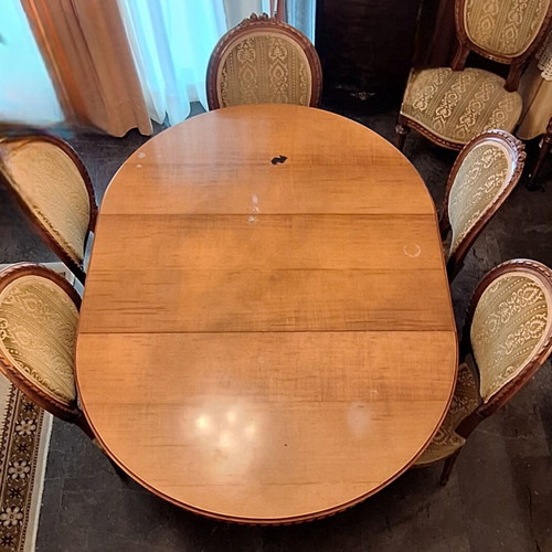Dining set with 6 chairs and extension piece