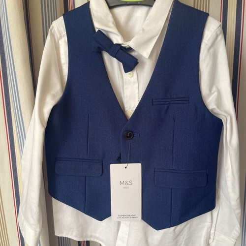 Marks & Spencer children's suit age 3-4, blue and white