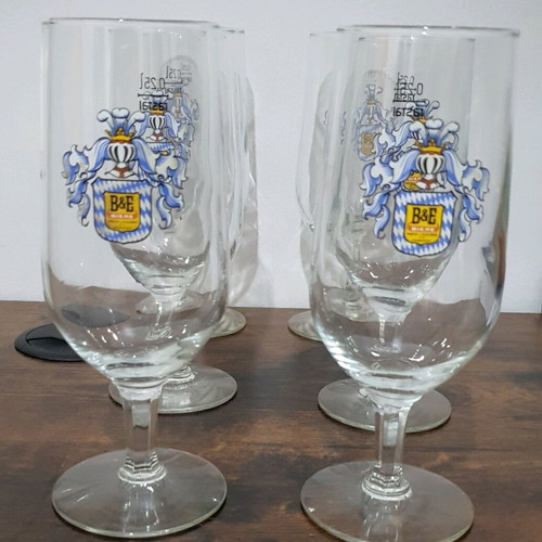 B&E Biere beer glass set of 6 new, German brewery