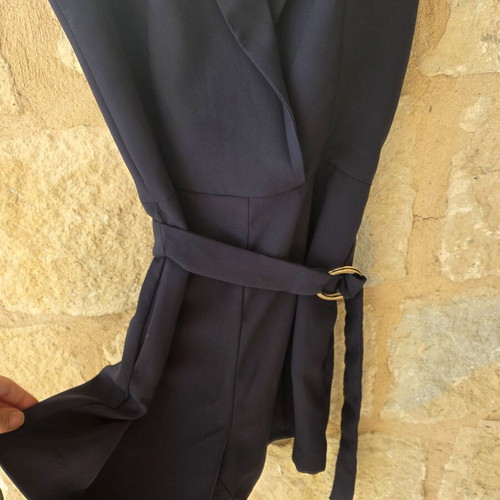 H&M Suited Belted Tailored Sleeveless Playsuit new, navy blue