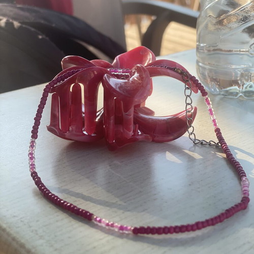 Handmade necklace with pink beads made to order
