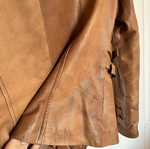 Lapel leather jacket used, brown, size medium