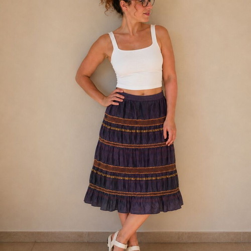 Boho Brown Maxi Skirt (M)