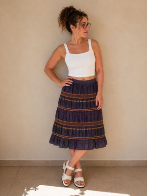 Boho Brown Maxi Skirt (M)