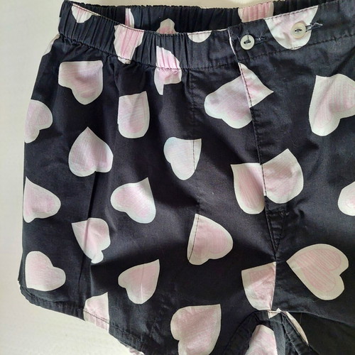 Moschino cotton pajama shorts dark blue with pink hearts, like new, size S