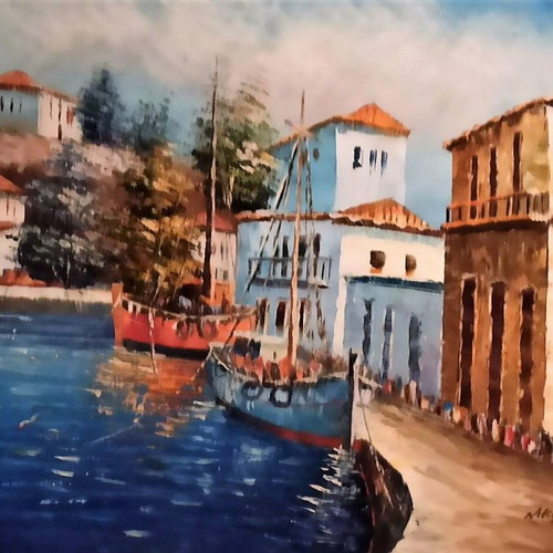 Nikou (Limanaki) painting on canvas with frame new