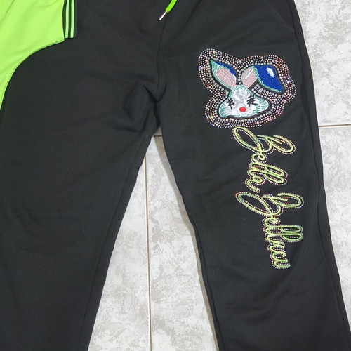 Tracksuit set with rhinestones like new, sizes S-M-L, neon green and black