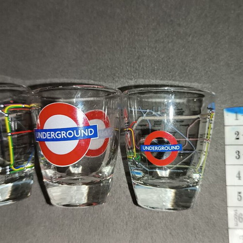 Set of 3 London Metro Glass Shot Glasses new