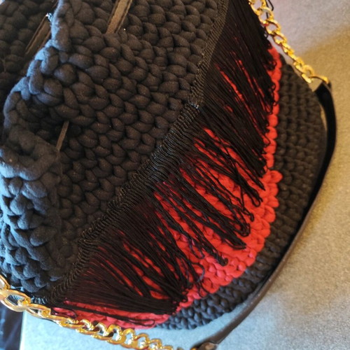 Handmade pouch bag black and red new