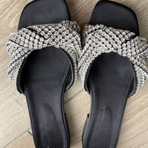 Sergio Rossi flat sandals used, black and silver