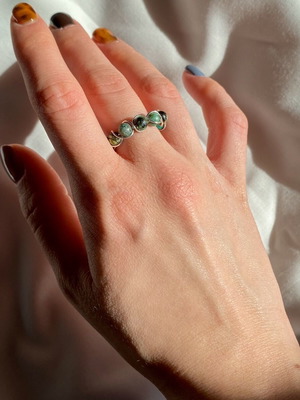 Handmade boho ring made to order with african turquoise and silver-plated wire
