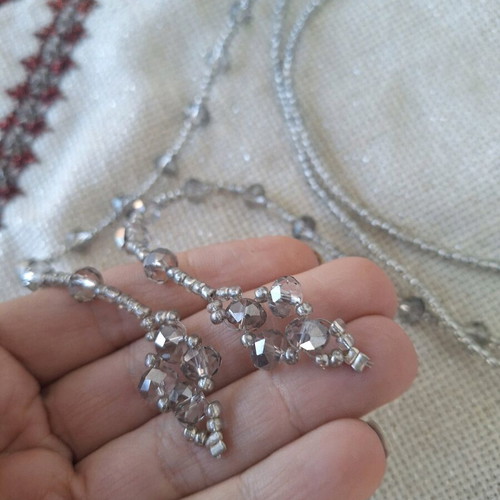 Long laritat necklace 4 in 1 made to order, silver