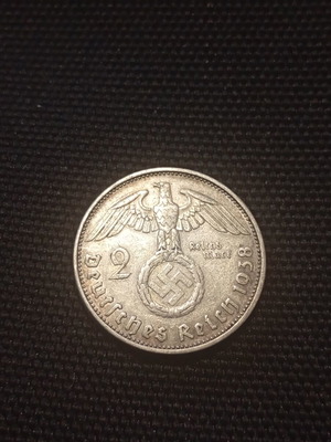 2 Reichsmark 1938 ασημένιο νόμισμα ναζιστικής Γερμανίας