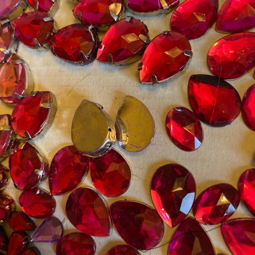 Crystals for embroidery used, various colors and shapes