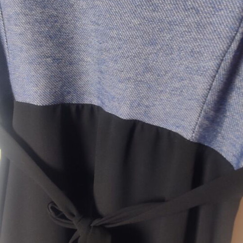 Dress with denim look bust and belt like new, size M, black and blue