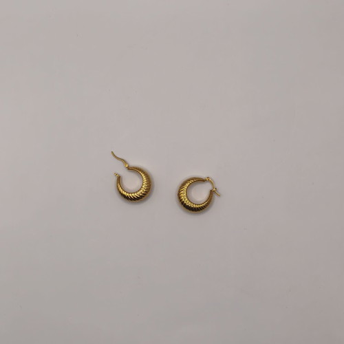 Gold Croissant Hoop Earrings, Stainless Steel