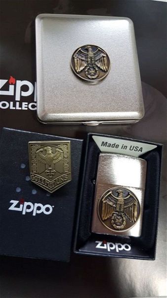  Gott mit uns ( o theos ine mazi mas ) Original Zippo  SET rarity Eagle Iron Cross  +CASE+METAL