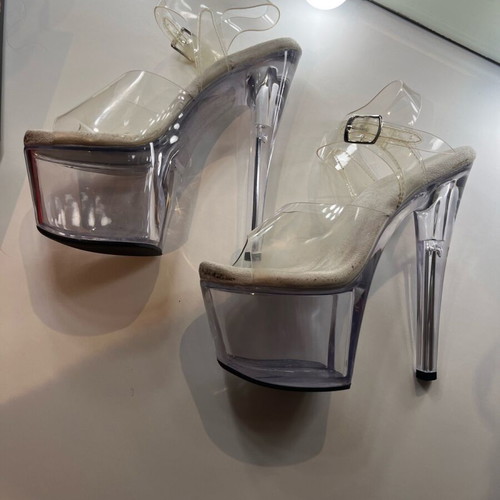 Pleaser USA transparent sandals used, size 36, white