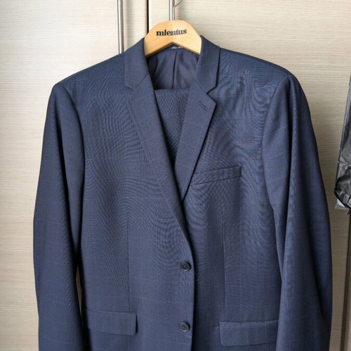 Mango Man Super Slim Fit suit like new, dark blue windowpane check
