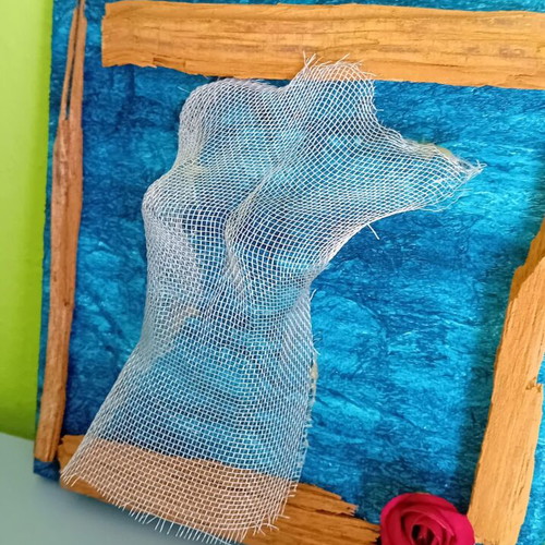 Handmade frame "Soma" new, mixed technique on 20x20 cm canvas