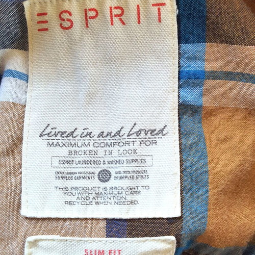 Esprit Slim Fit men's checked shirt like new, size L, 100% cotton