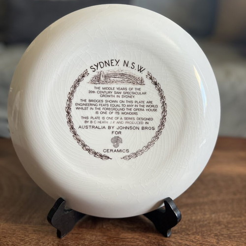 Vintage Sydney Australia Decorative Plate Johnson Brothers like new