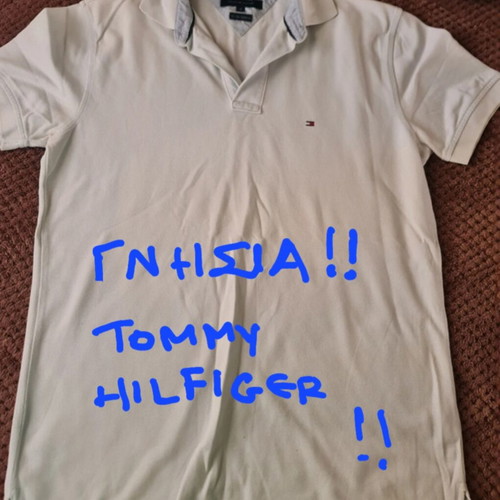 Ανδρική μπλούζα Tommy Hilfiger μέγεθος M σαν καινούργια, γκρι και τιρκουάζ