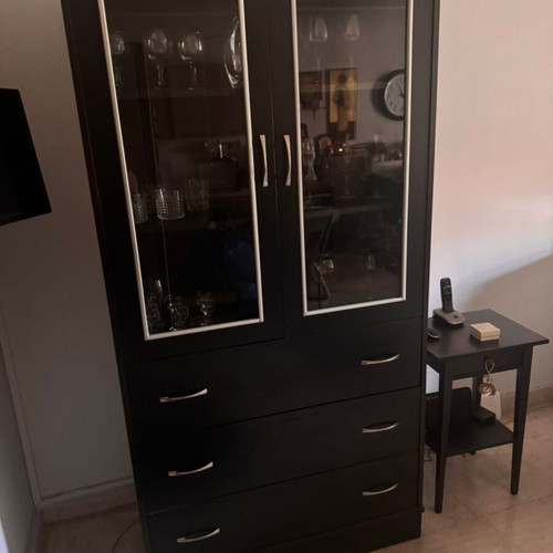 Modern black sideboard with mirror, like new