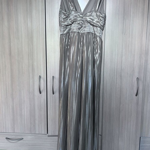 Kocca maxi metallic dress with pleated design and crossover neckline