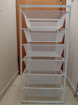 Ikea Janoxel white storage unit with drawers and baskets, like new