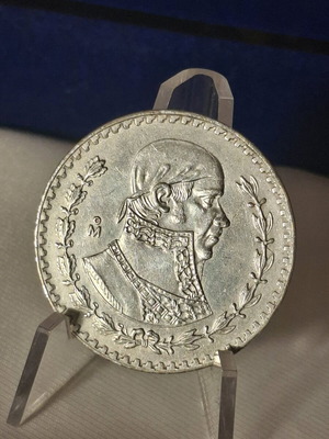 Mexican silver coin 1 peso 1966 Tepalcate used