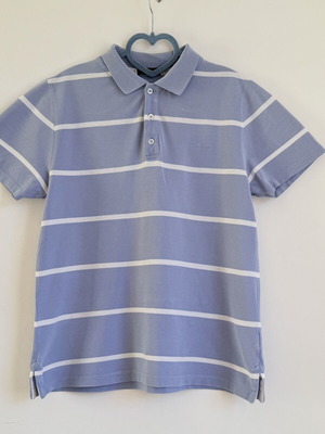 Calvin Klein men's polo shirt like new, blue striped, cotton