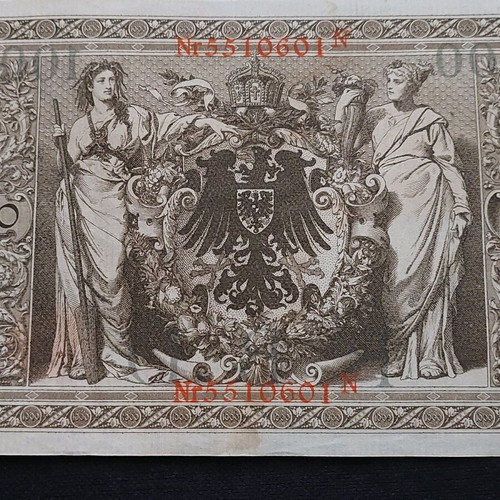 1000 Mark 1910 banknotes used, set of 2 from Germany