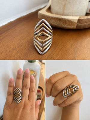 Stainless steel adjustable ring, gold and silver colors