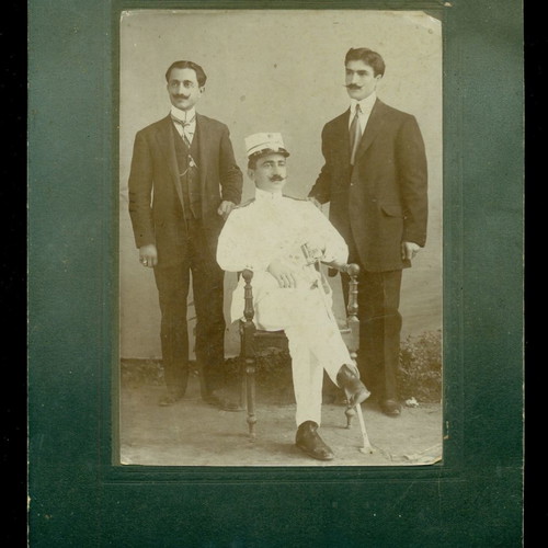 Old photograph Nafpaktos 1914 used, albumen on cardboard