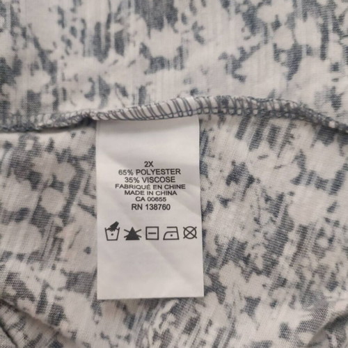 Women's short-sleeve blouse like new, size 2XL, white and gray