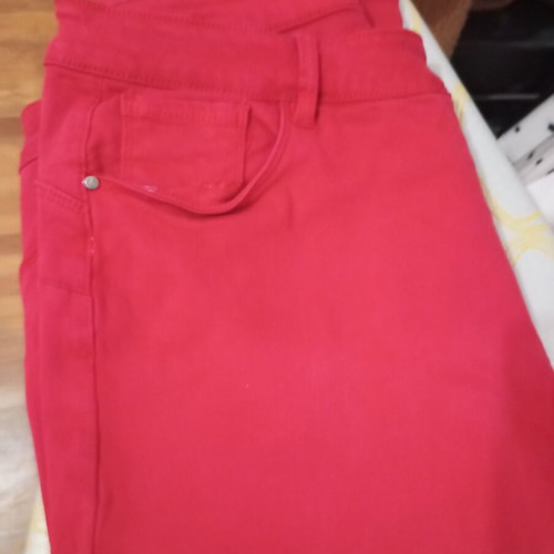 Red elastic denim pants new, size 54