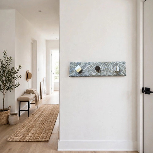 Ethnic wall hanger with ceramic and wood, new, 45x15 cm