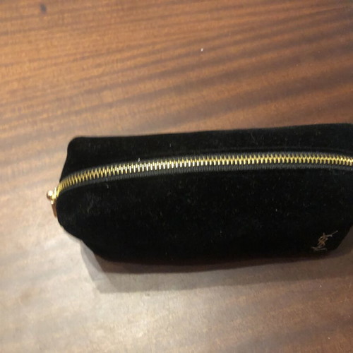 Yves Saint Laurent Beauté black velvet cosmetic pouch