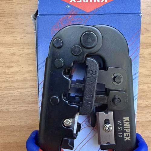 Knipex Network Connector Crimping Tool with Stripper and Ratchet Mechanism