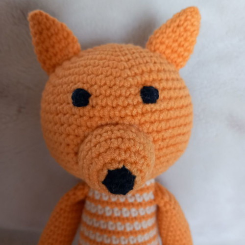 Knitted doll new, handmade, 37 cm, cotton yarn