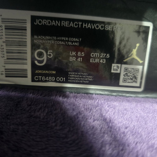 Nike Jordan React Havoc SE PSG sneakers, size 43, multicolor