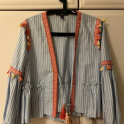 Zara boho style shirt with tassels like new, multicolor